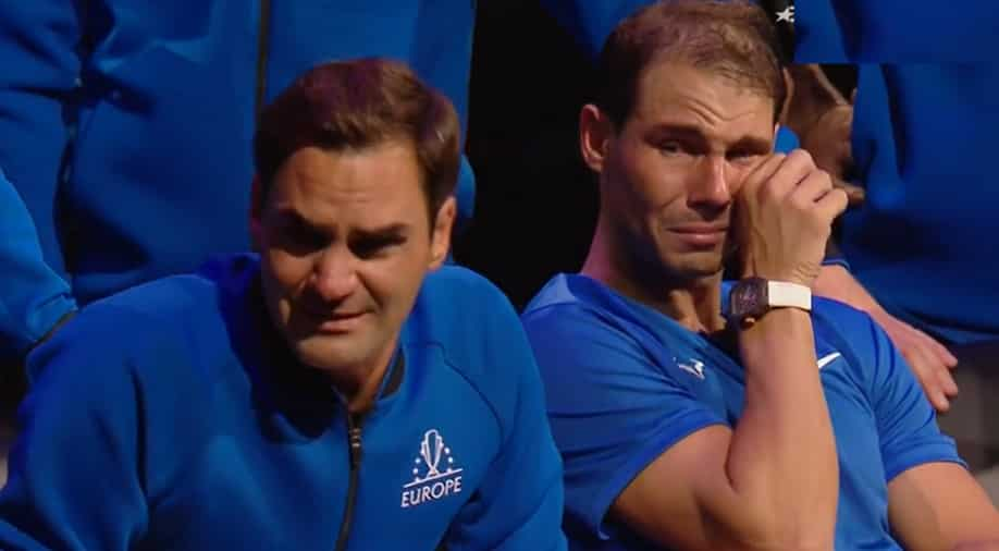 Rafael Nadal breaks down in tears next to crying Roger Federer during ...